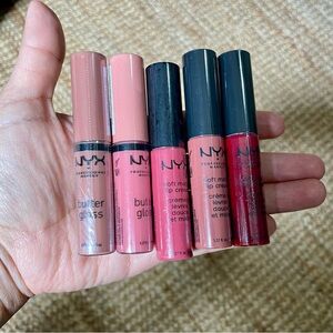 NYX Lip Gloss Collection - Pink, Red, Black